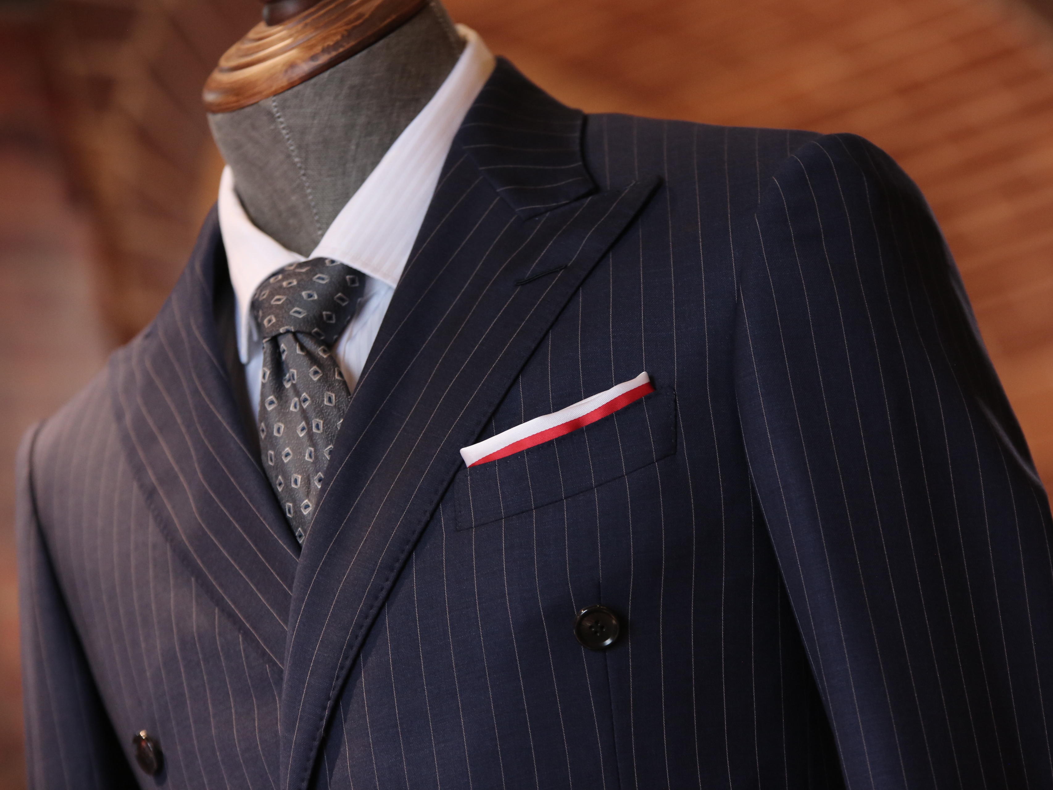 【超值10件套】双排扣暗格纹商务套系