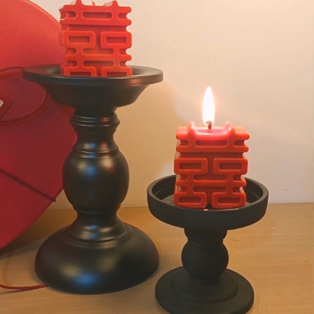 婚慶喜蠟燭復(fù)古羅馬柱燭臺(tái)婚禮氛圍裝飾擺件