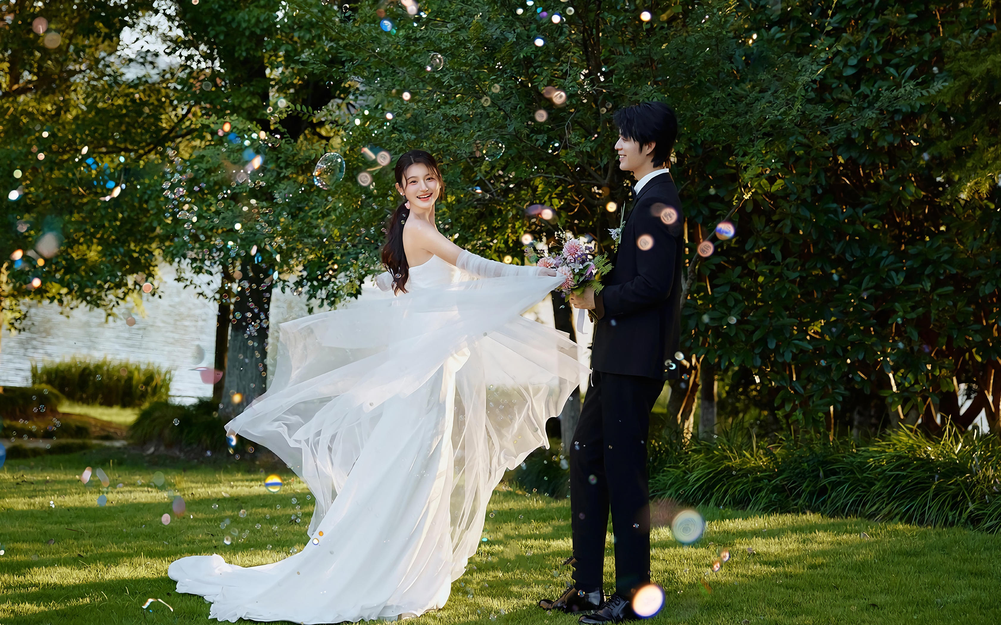 清新森系外景婚紗照