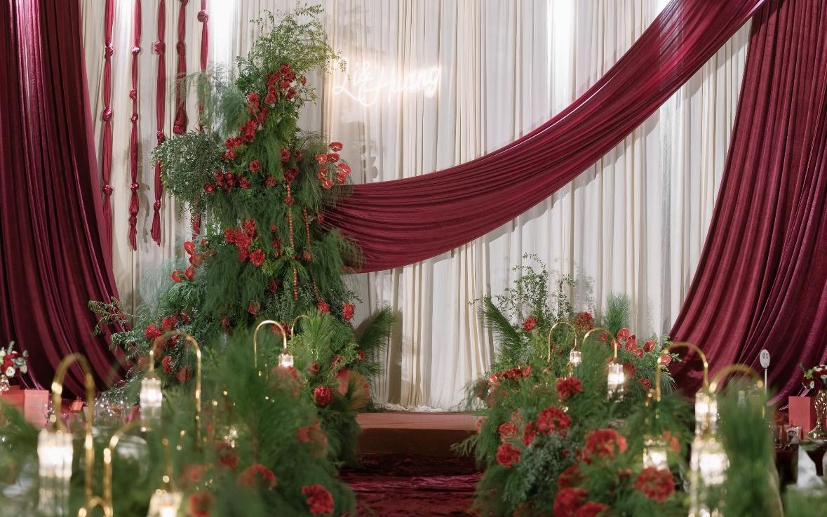 韩式布幔红绿森系婚礼