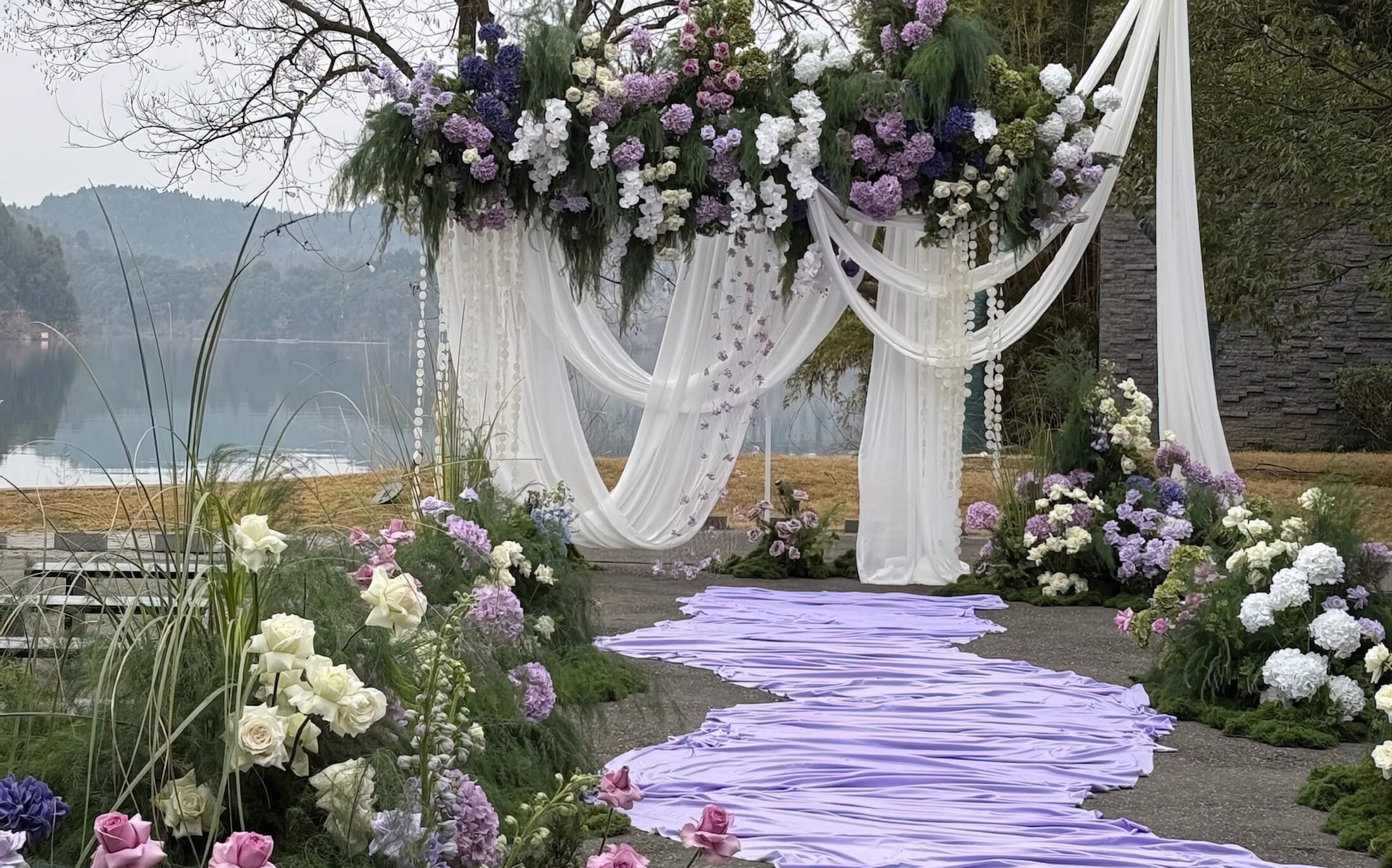 【梦幻婚庆礼仪策划】白紫色花园婚礼