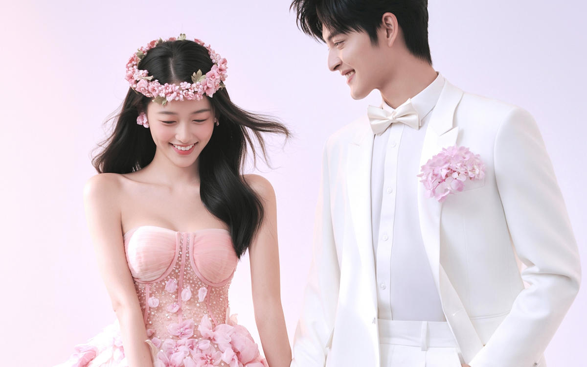 人間水蜜桃?被圍觀的甜美少女婚紗照