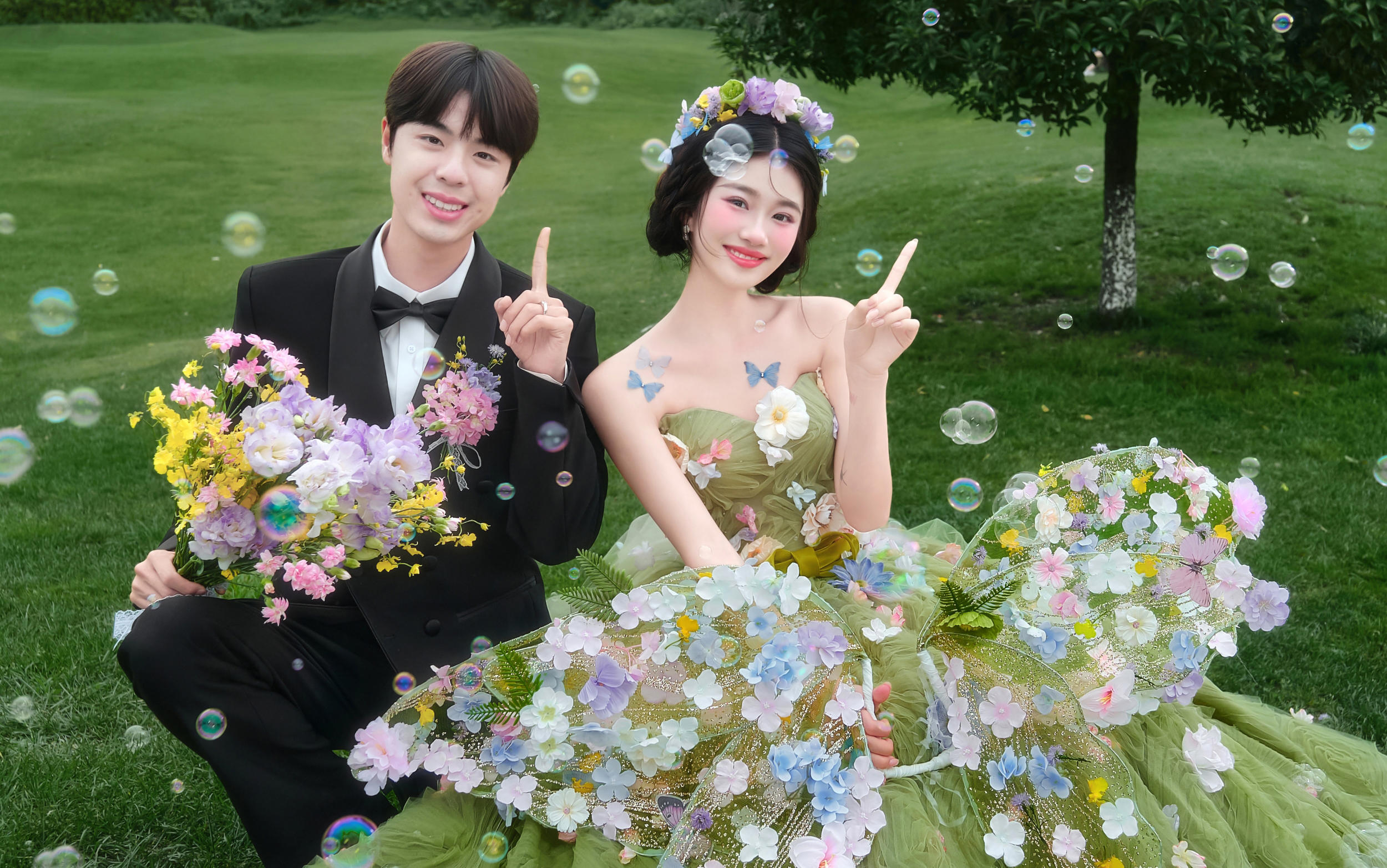 【森系婚纱照】躲进森系秘境，让裙摆沾满星光与爱意