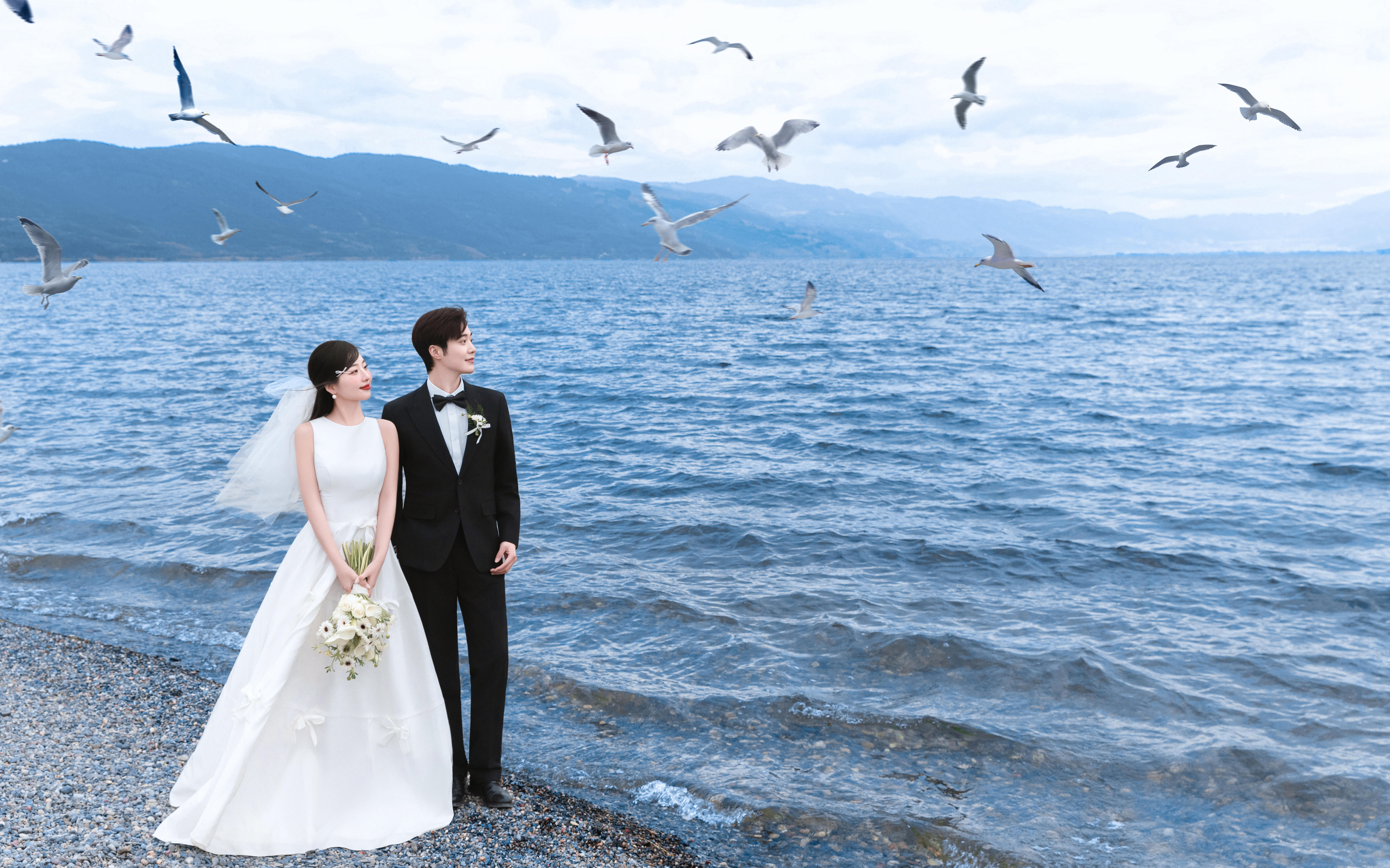 婚纱与海鸥相遇💫专属于我和你的冬日浪漫