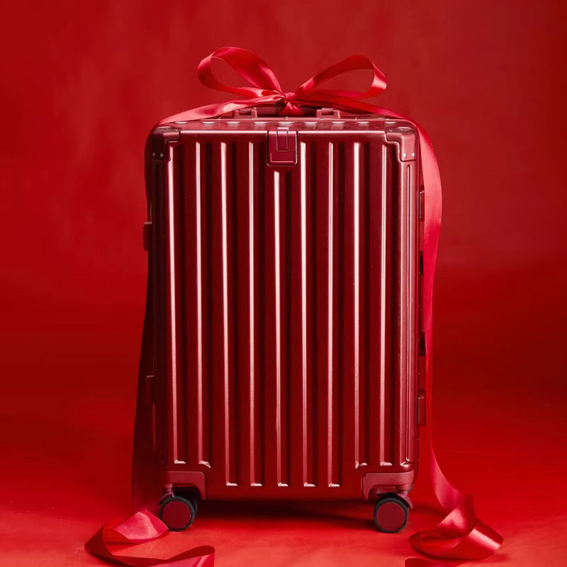 橡膠輪 紅色行李箱陪嫁箱新娘嫁妝 A08鋁框