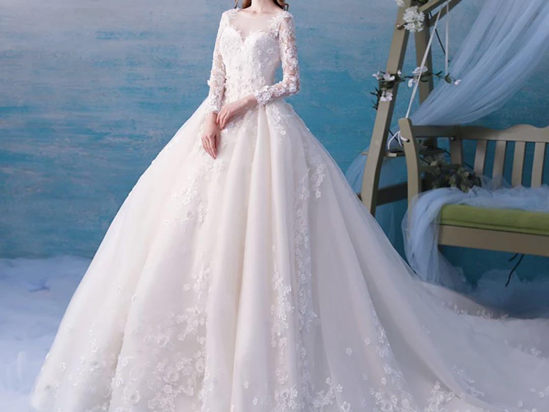 森系赫本抖音网红2019主婚纱礼服新款新娘拖尾