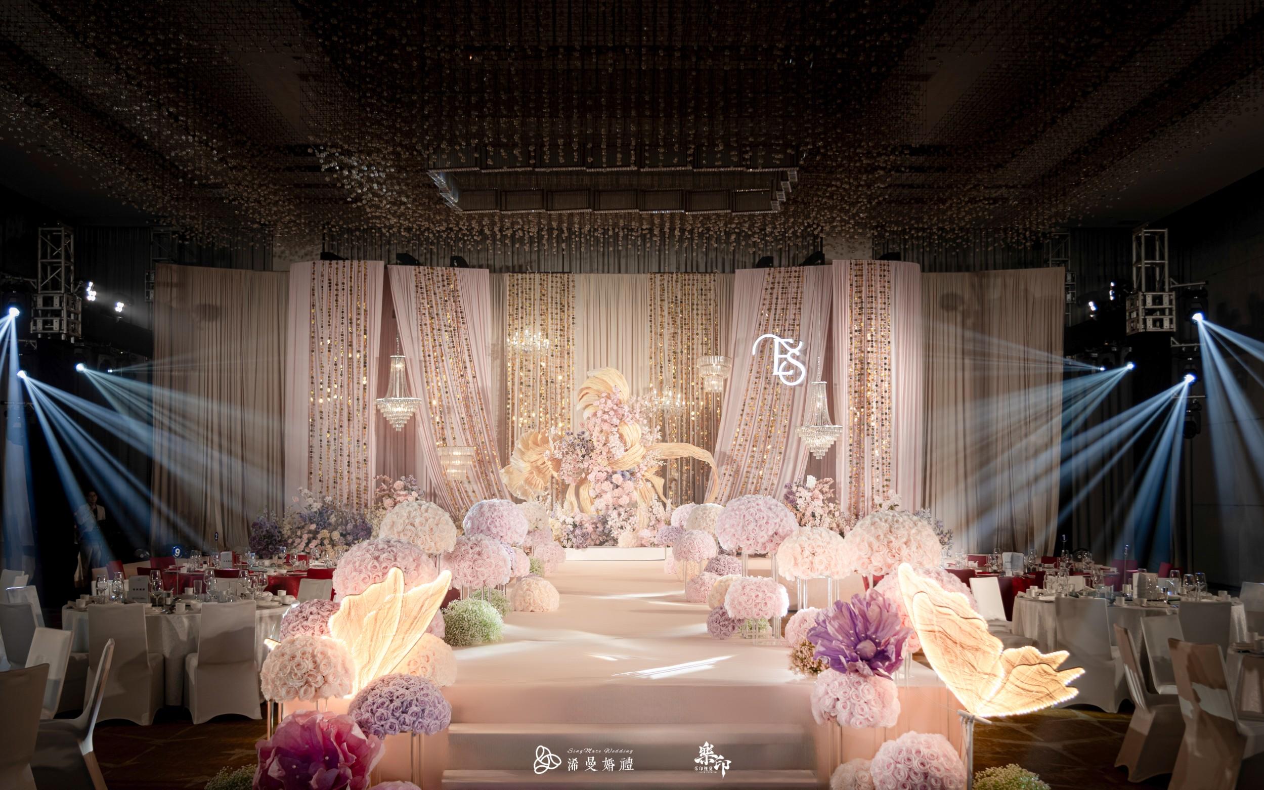 小眾香檳色布幔婚禮丨奧園喜來(lái)登