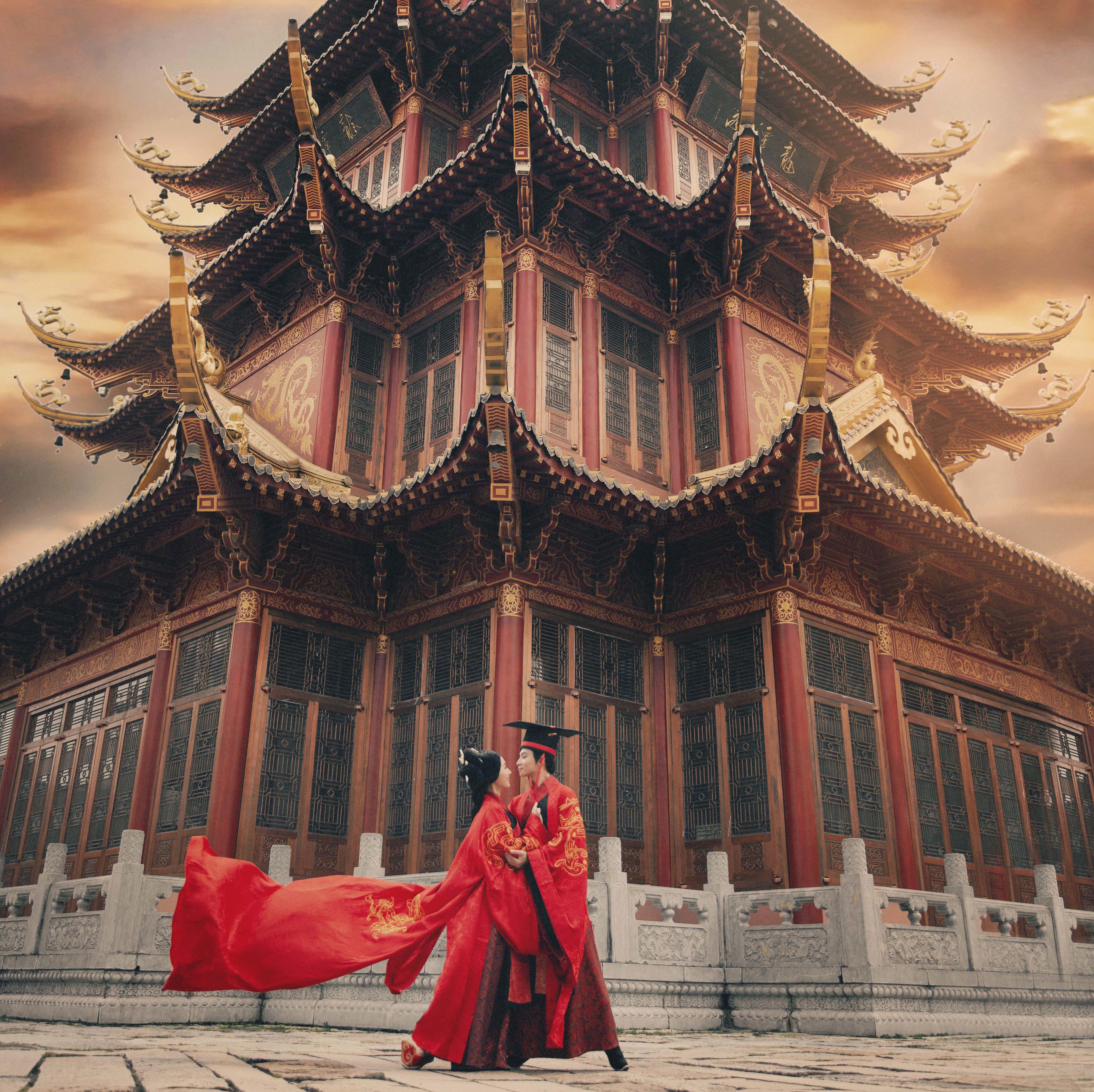 中式古風傳統(tǒng)周制漢式漢服婚服/婚紗/婚照