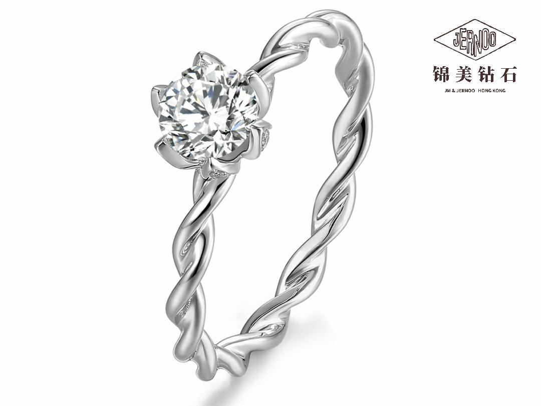 六爪花瓣GIA圆形50分求婚钻戒