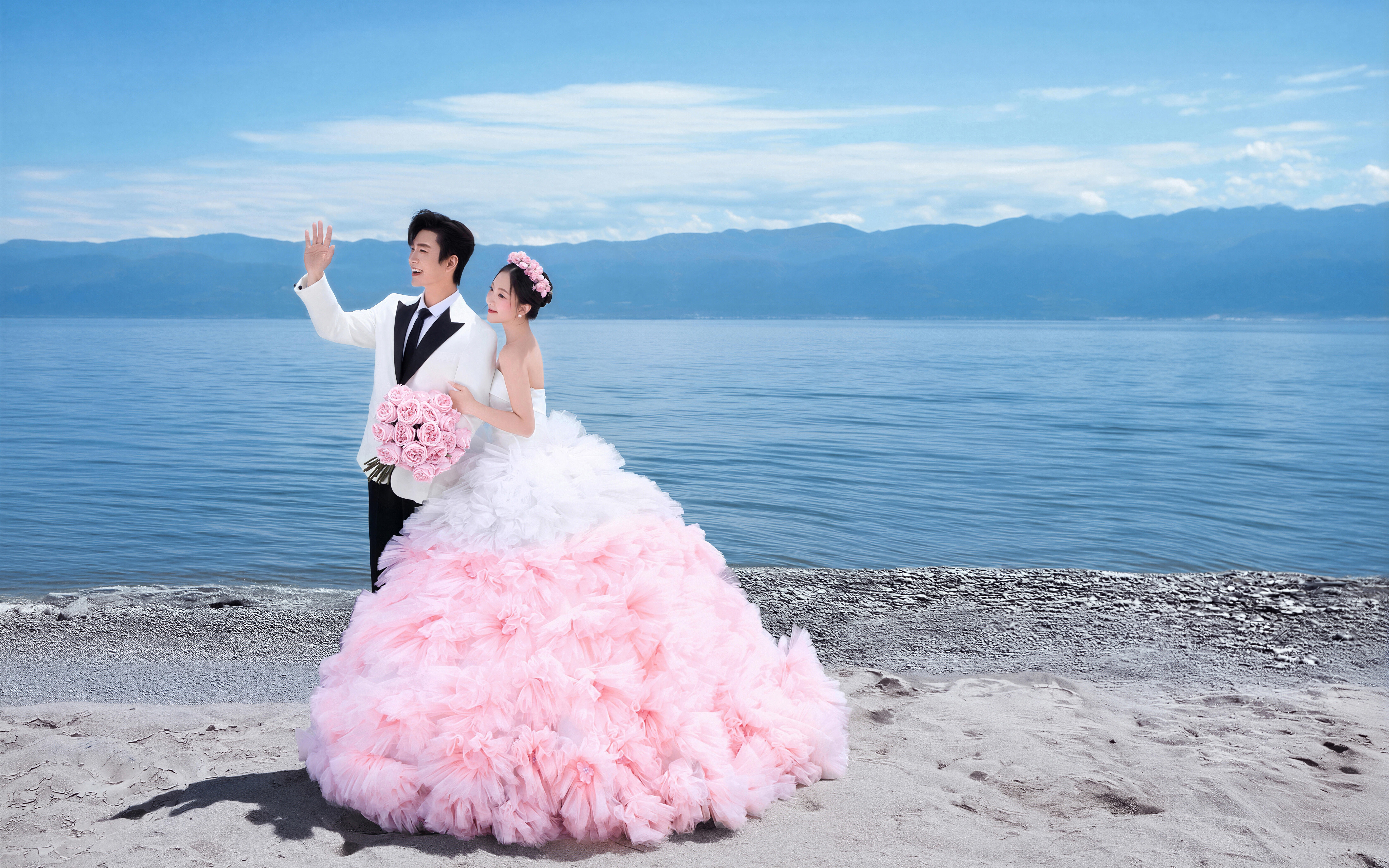蓝海婚纱照，解锁治愈清新海边婚纱照