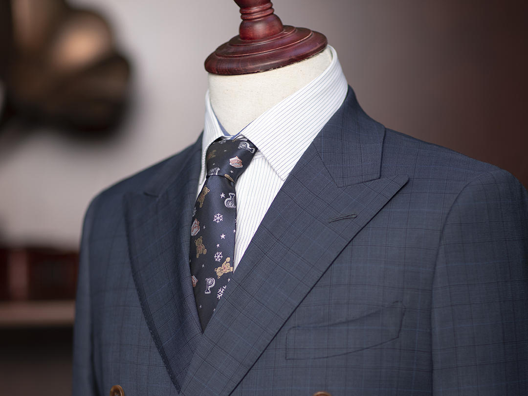 墨蓝色亲王格Super130‘S纯羊毛