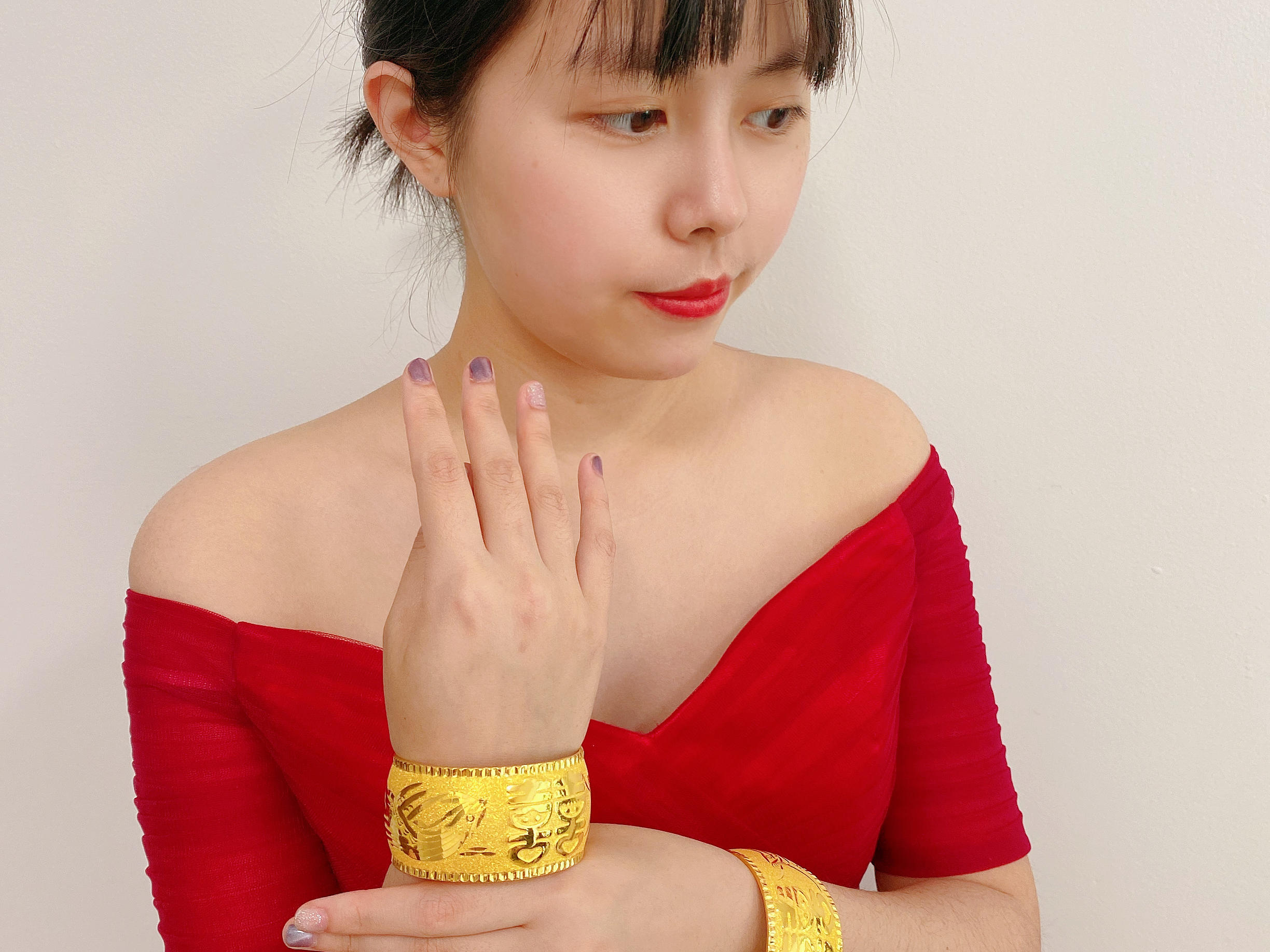 足金纯金龙凤手镯50克1对超大款