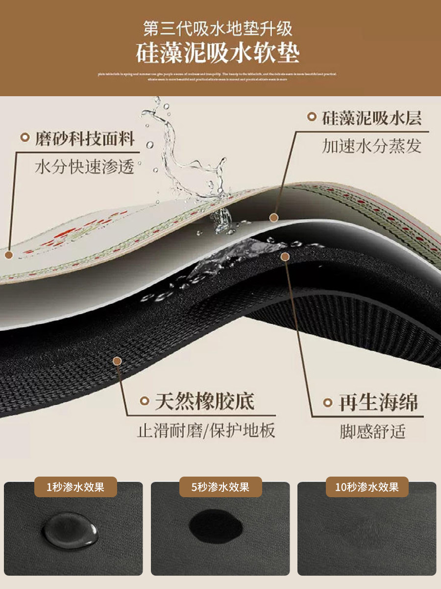 浴室硅藻泥吸水垫子结婚喜庆卫生间门口防滑地垫婚房脚垫地毯门垫