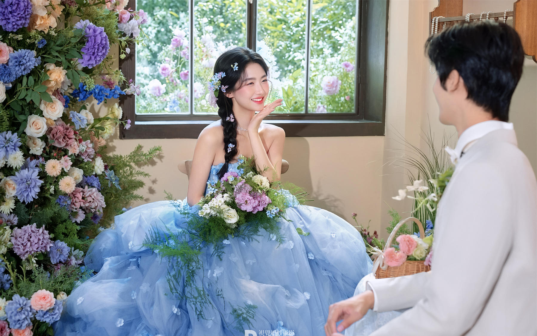 误入童话仙境💙被这组蓝色花神婚纱照美到心颤！！