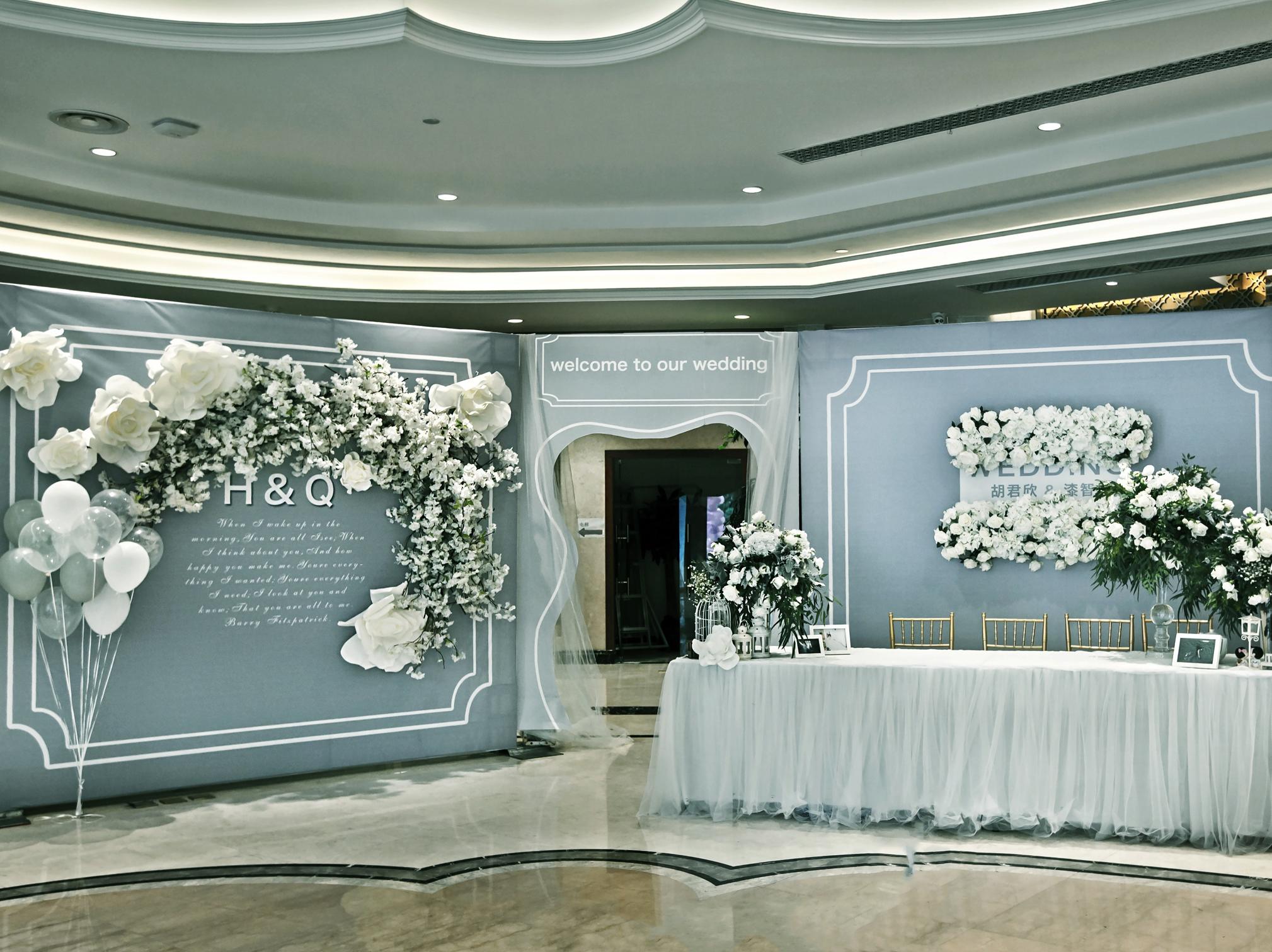 高级大理石灰系爱的叠加婚礼