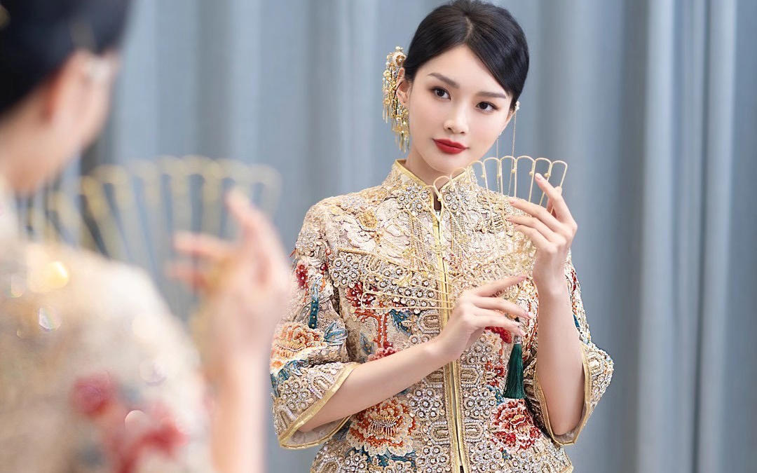 中式新娘-华丽金色马来褂