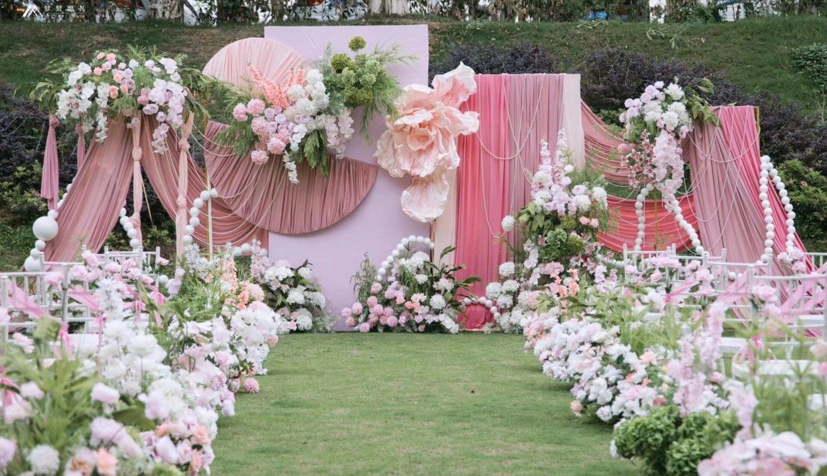 新款婚庆大款地排花仿真绢花成品装饰尤加利花排