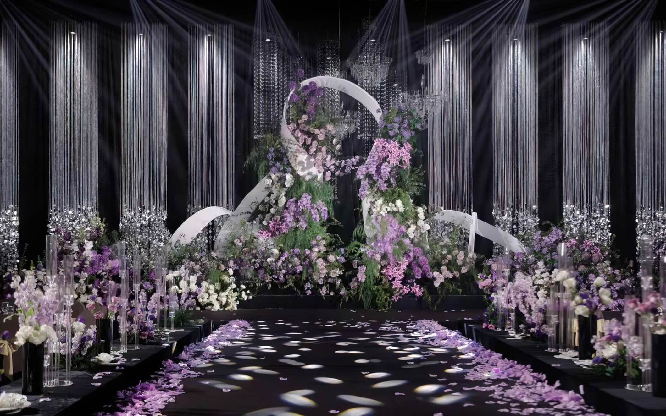 婚礼派·π紫帘垂落缀亮片，韩式浪漫裹深情