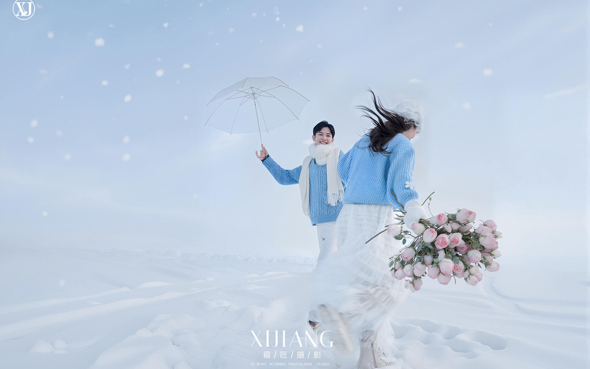 石河子藍(lán)色雪景婚紗照｜定格超美的瞬間??
