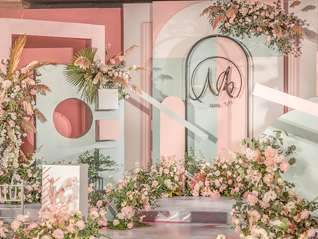 粉色时尚潮流小清新撞色婚礼