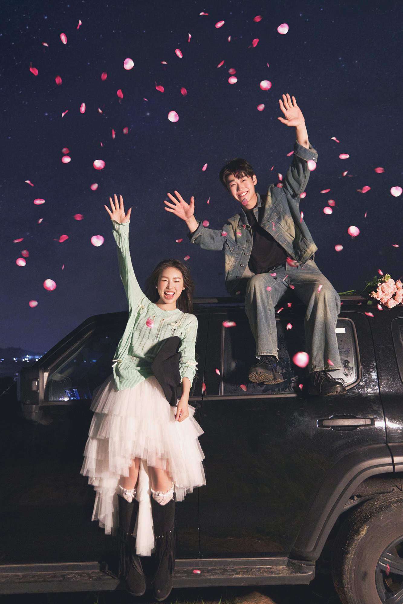 户外夜景婚纱照