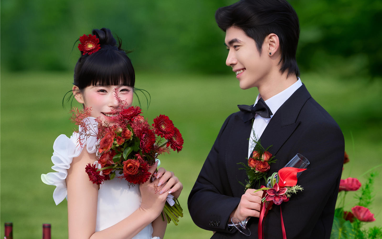 ??在山野間，私藏一場(chǎng)森系浪漫！草坪婚紗照太絕了