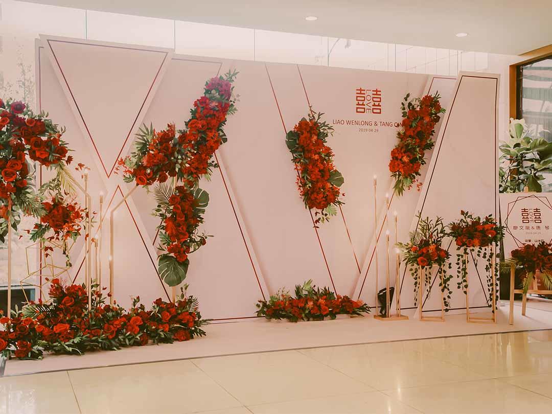 小资婚礼场地布置+四大金刚+T台+即影即有