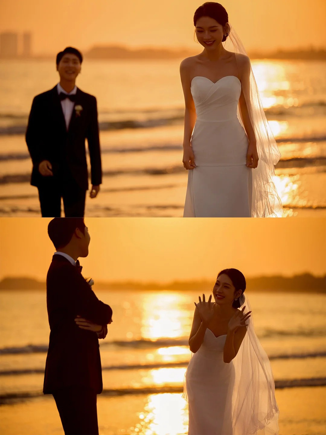 海边夕阳婚纱照