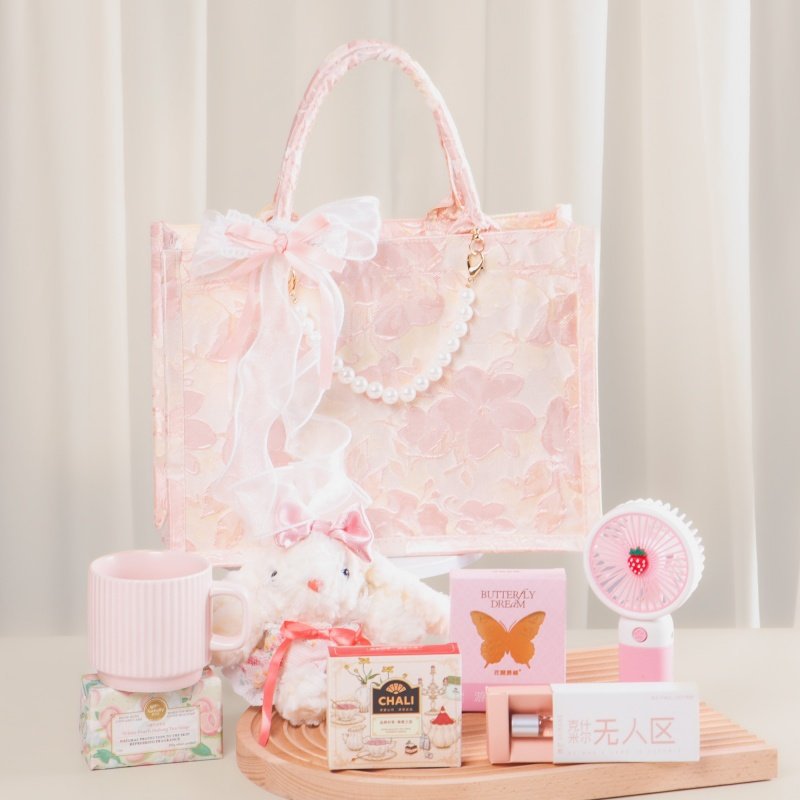 刺繡粉色手提包 女伴娘小眾高級感實(shí)用結(jié)婚伴手禮