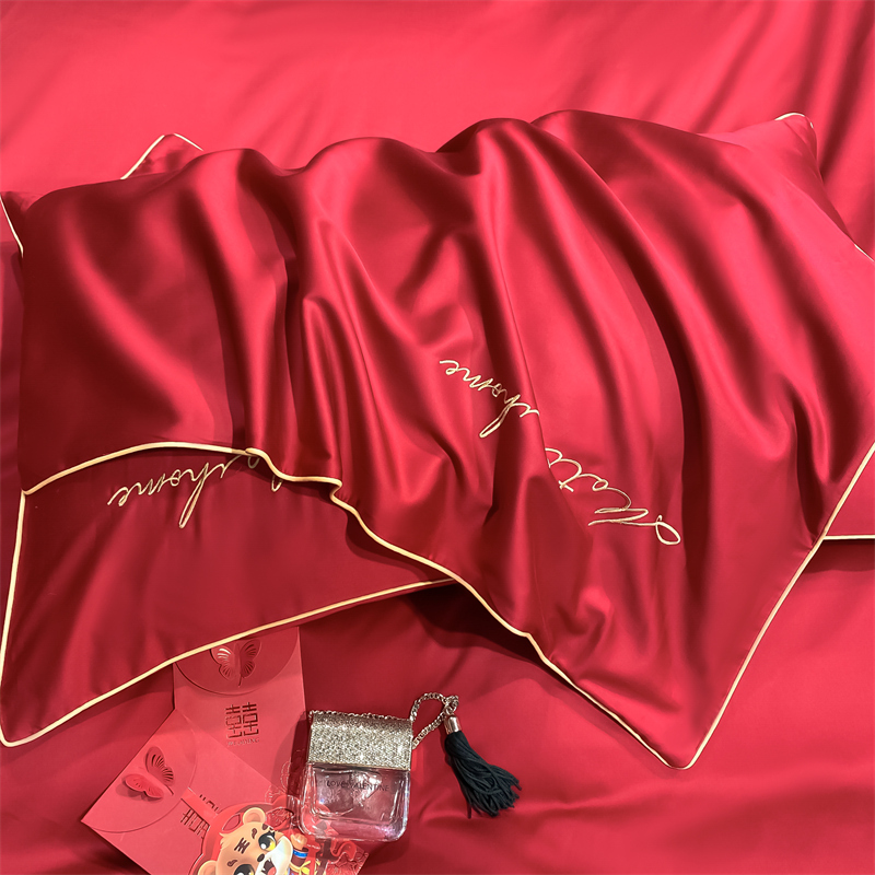 新款水洗磨毛刺繡四件套婚慶系列959611（床單+被套+2個(gè)枕套））