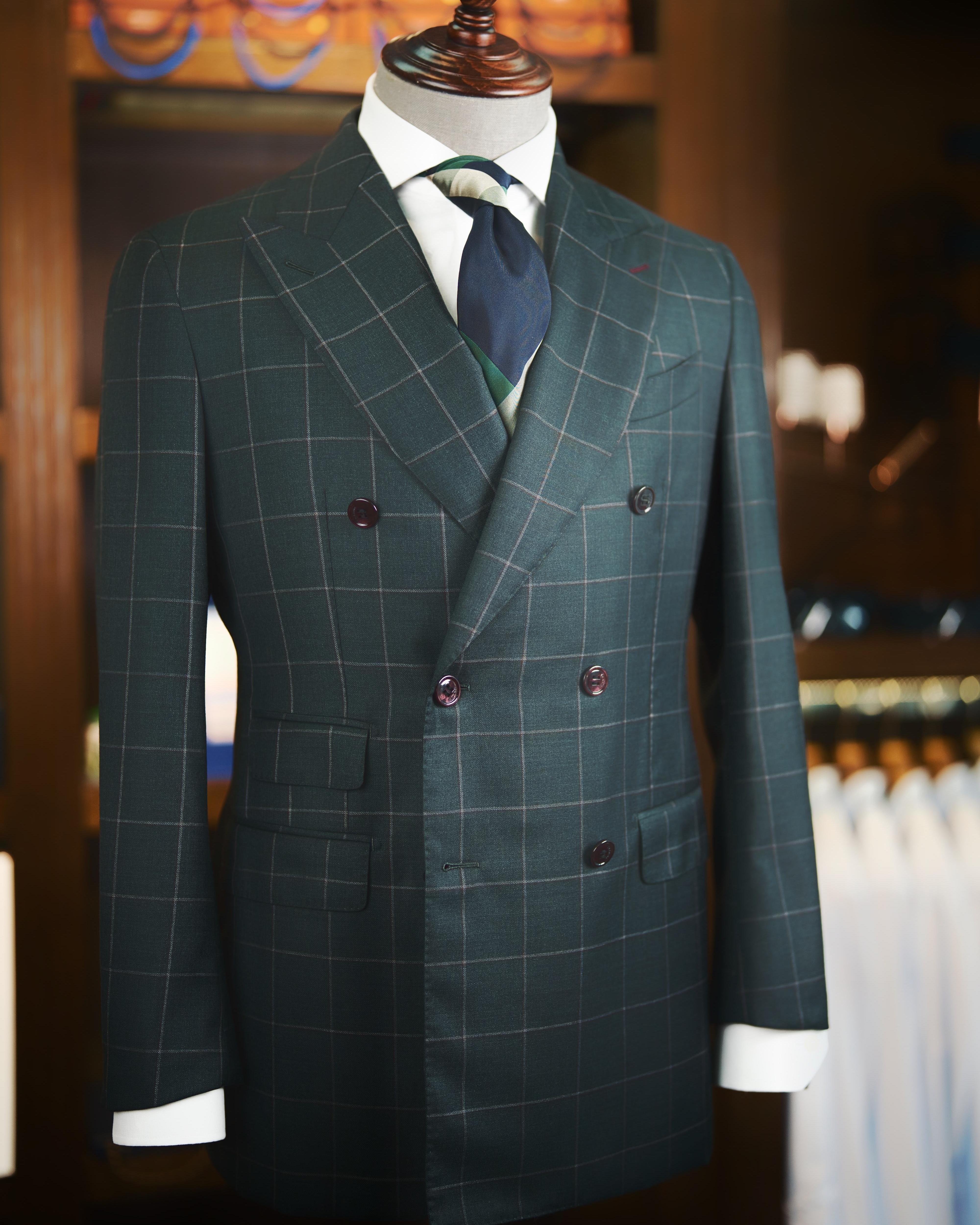 【气场与个性】暗蓝色双排大格纹