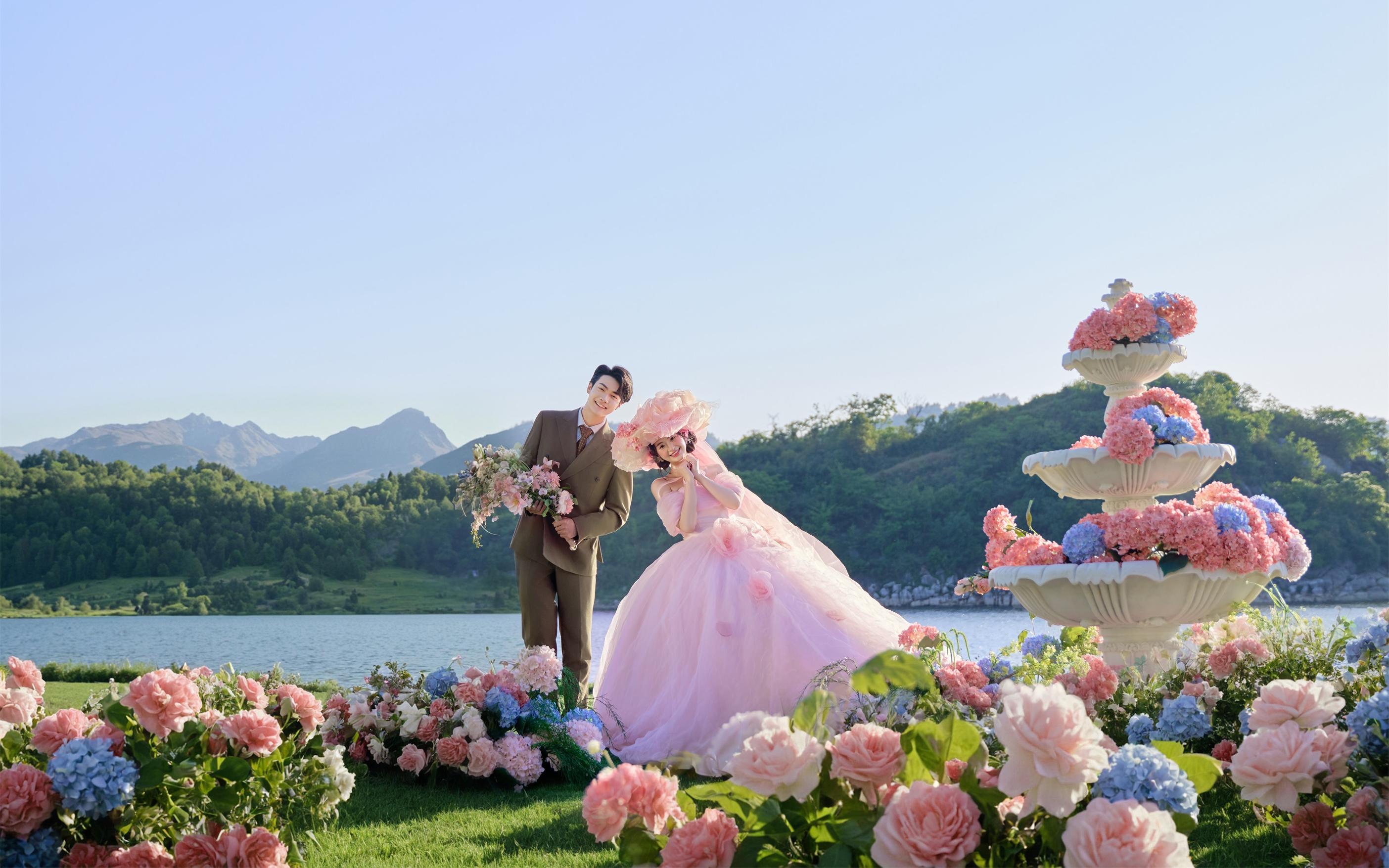 【浪漫后花园】绣球花粉纱婚纱照