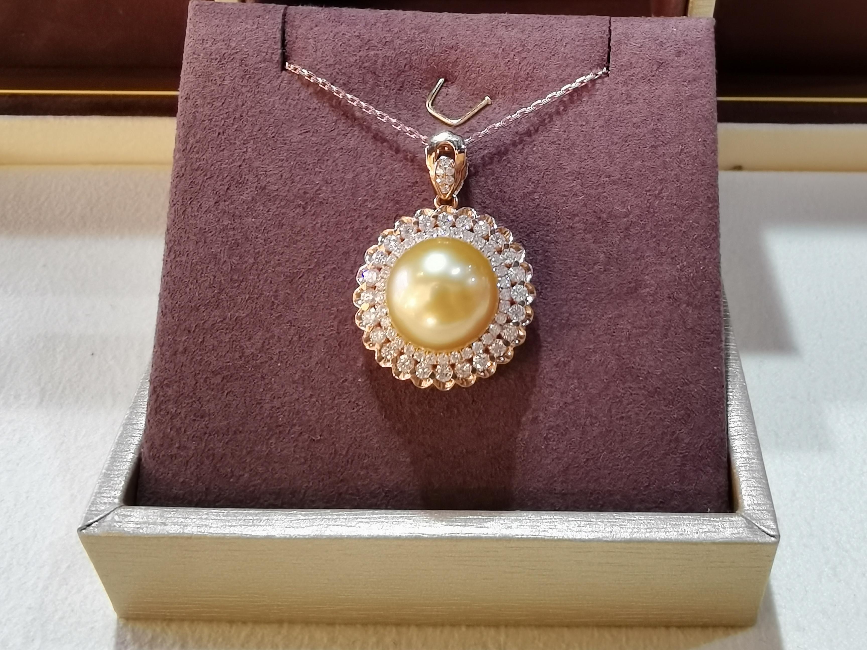 国检证书 海水金珍珠12-13mm K金 吊坠
