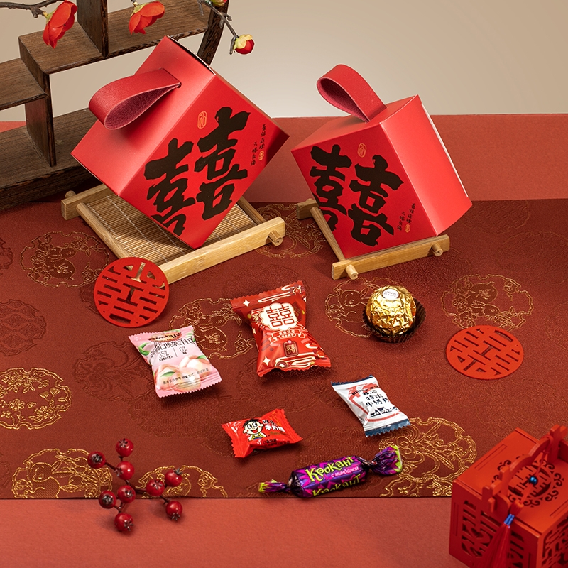 包好发货 成品喜糖套餐喜结连理 喜糖+喜糖盒【成品喜糖不支持退换】