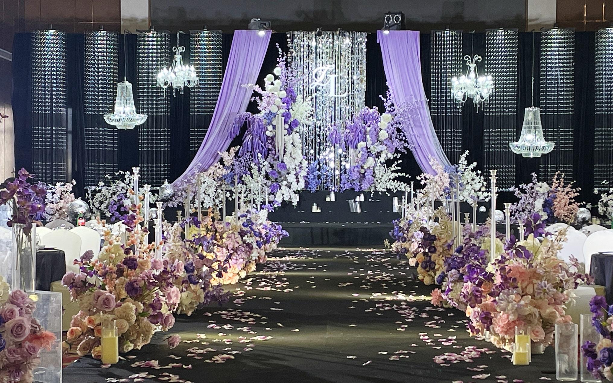 威尼斯金色大廳紫色水晶婚禮