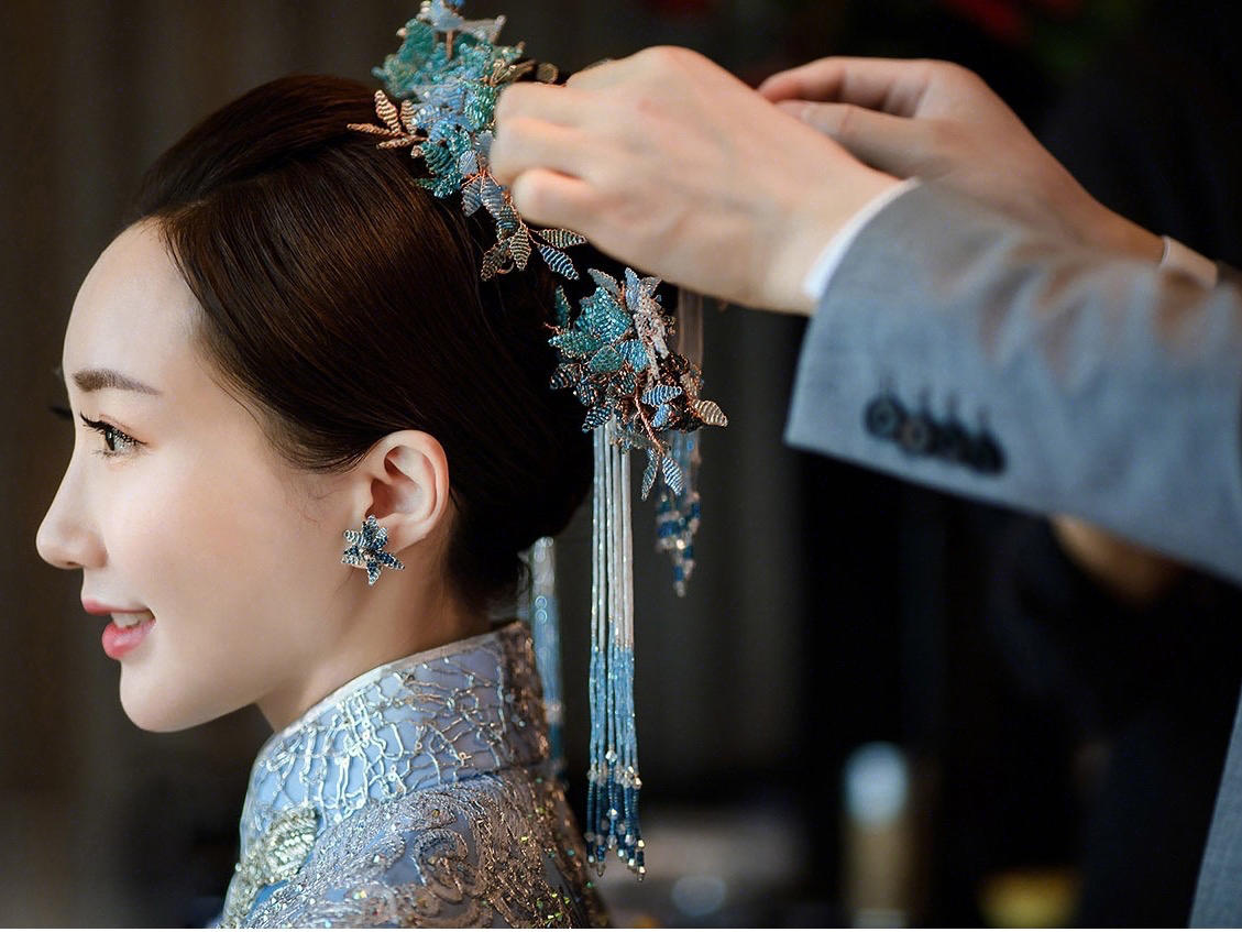 Oia Bridal | 冰蓝色高定马来褂