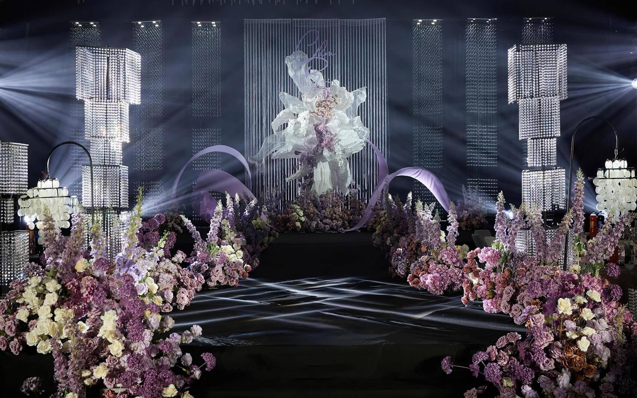 溫柔韓式白紫色水晶婚禮