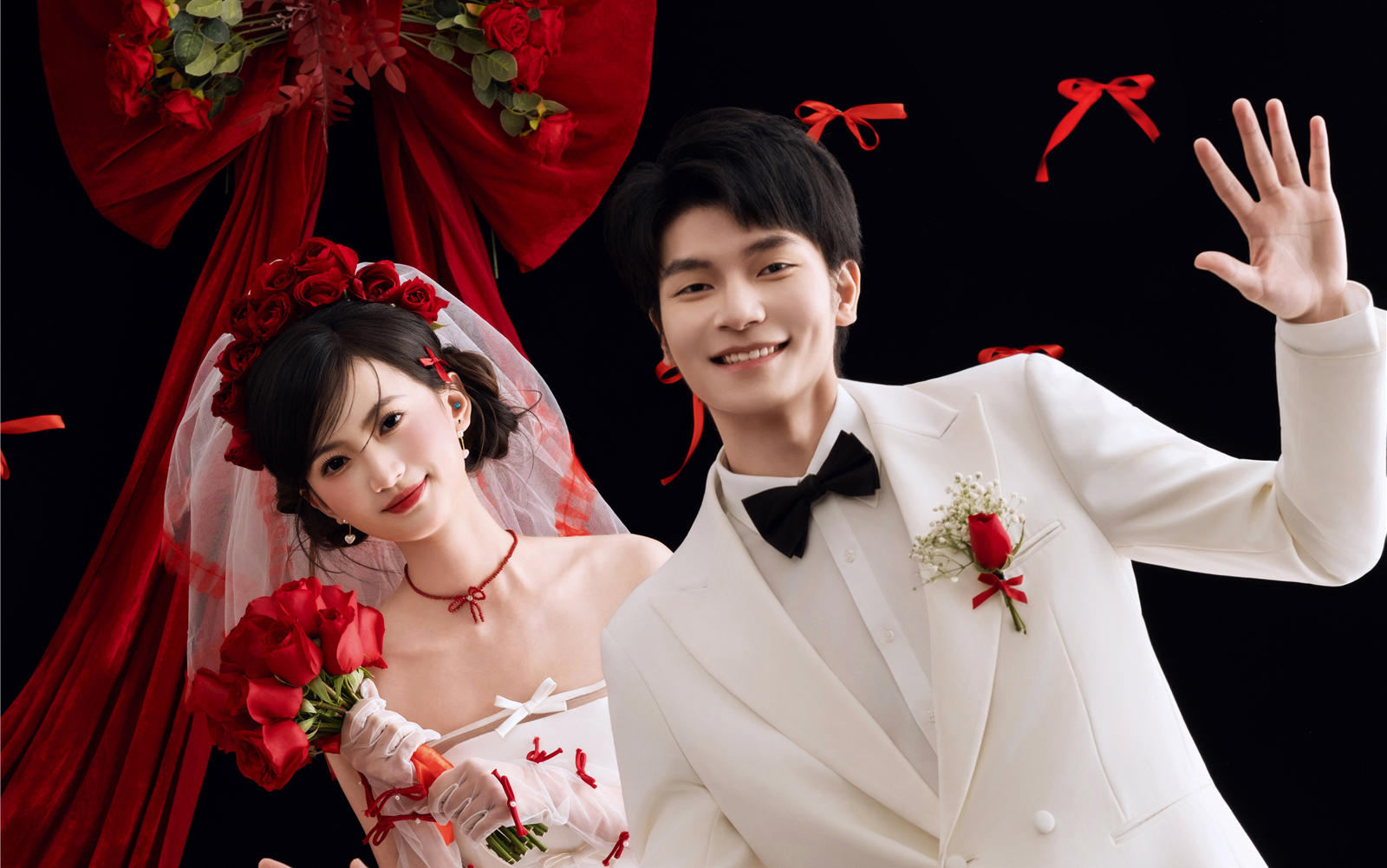 紅白撞色婚紗照模板來了！??甜酷浪漫，直接抄作業(yè)