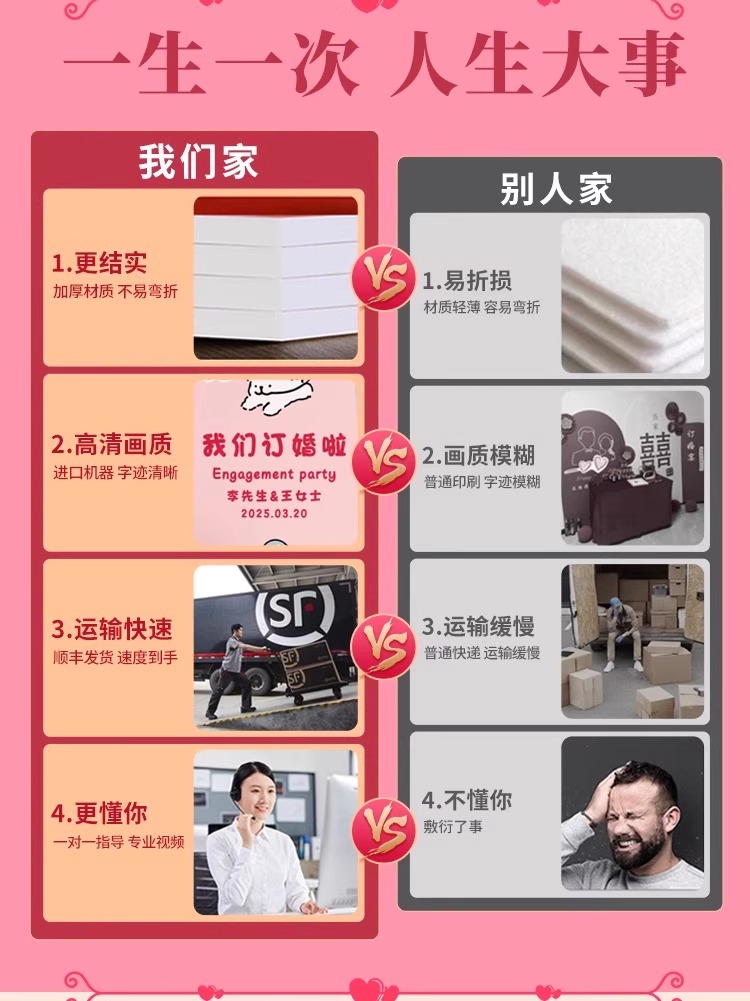 【线条小狗】订婚宴布置装饰场景全套摆台kt板背景墙订婚用品订婚布置【定制不可退 定制商品约5天内发货】