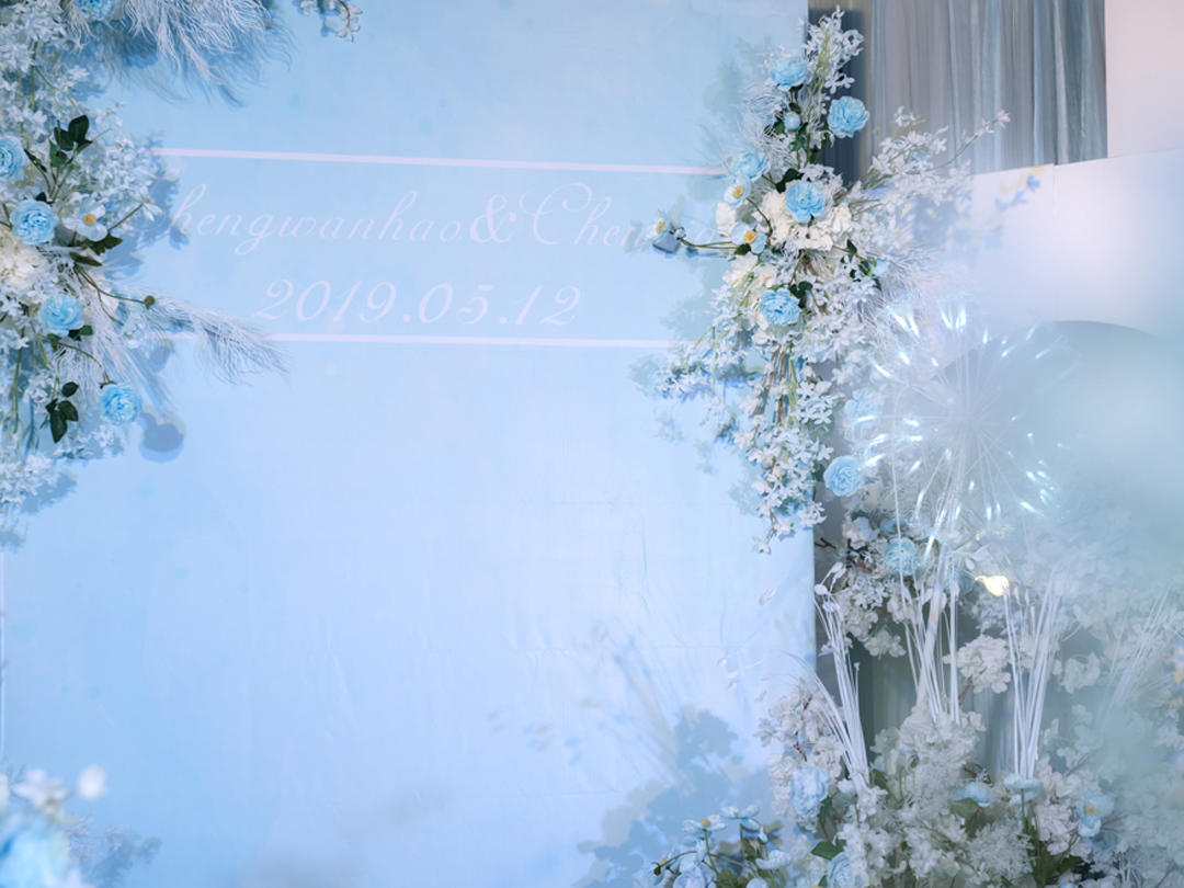 蓝白色小清新风格婚礼包含四大