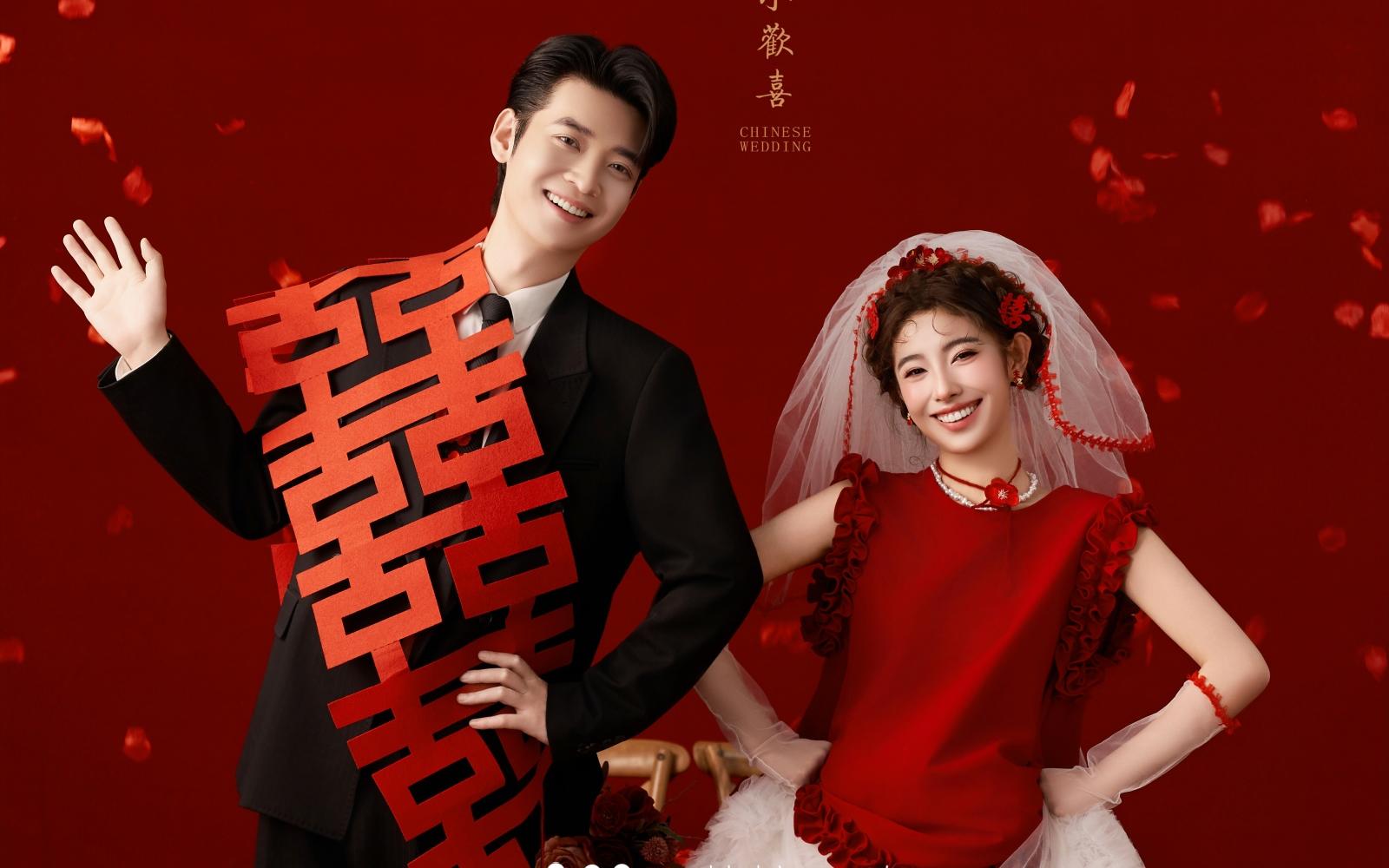 西安婚紗照??喜嫁風(fēng)婚紗照真的好甜好喜慶