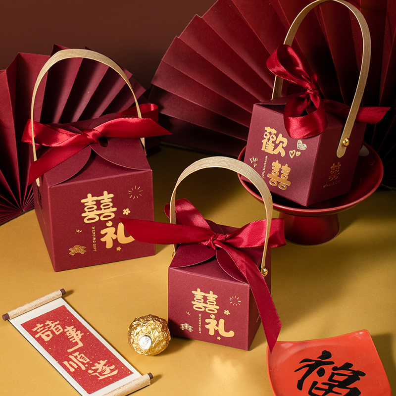50个新中式手提喜糖方盒