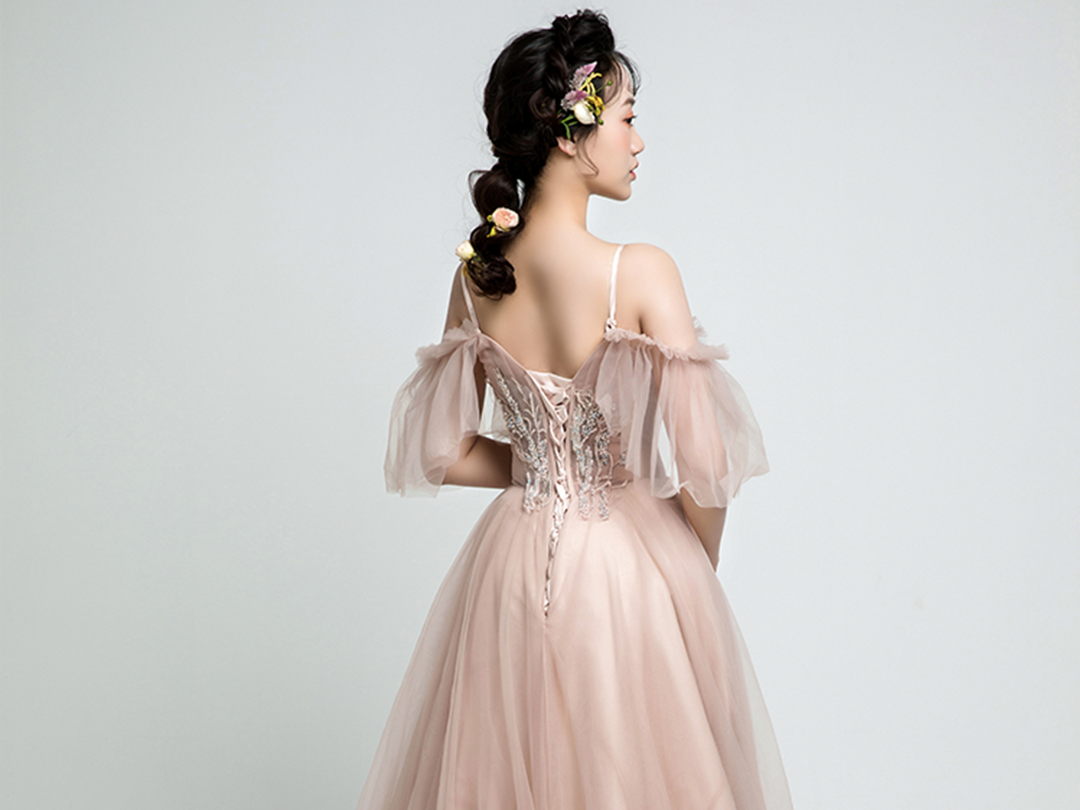 【VANSTAR】柔情脏粉色少女心A摆礼服