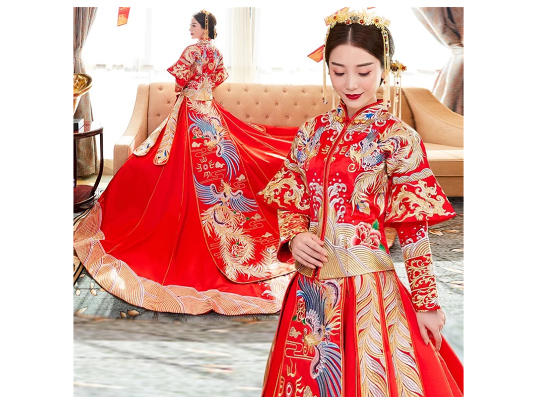 超美中式拖尾秀禾单件可定制