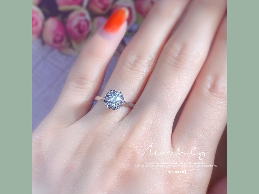 灵动 | 双倍显大车花片18k金求婚结婚钻戒