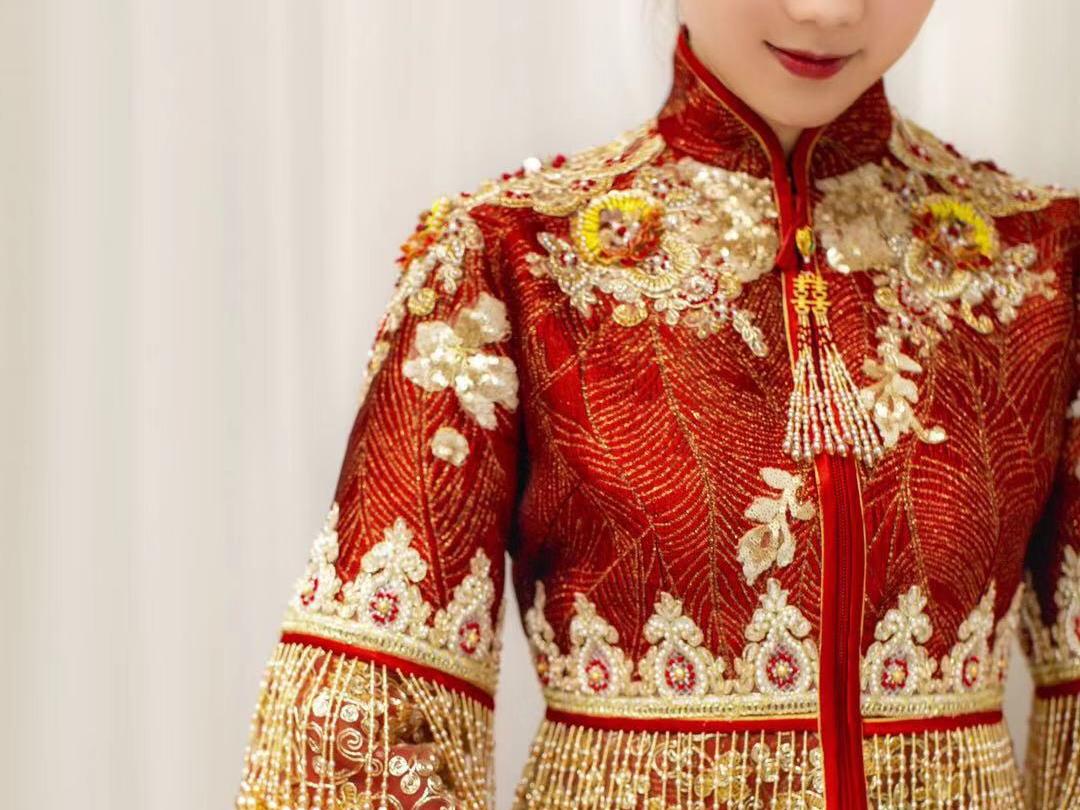 【致白中式】手袖龙凤褂秀禾服马来褂