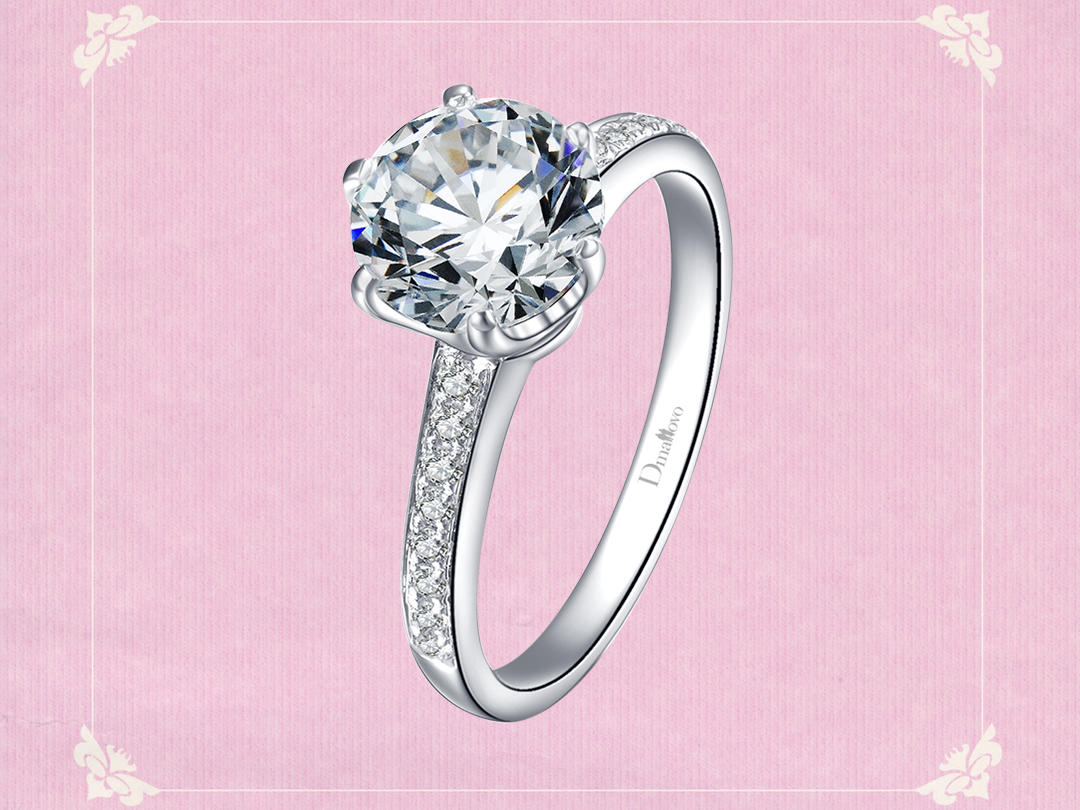 【人气挚选】正品白金/六爪群镶/天然钻石戒指