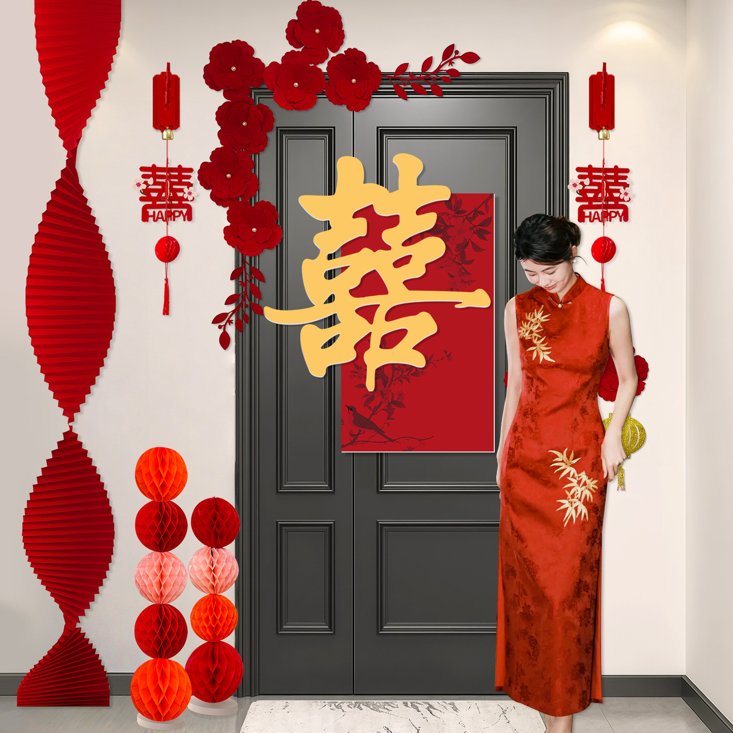 房門喜字貼KT板新中式裝飾