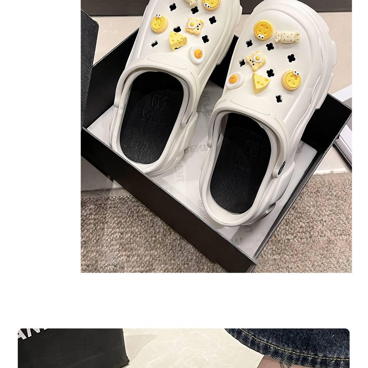 婚禮久穿不累腳  8CM女款高跟外穿鞋厚底增高洞洞鞋