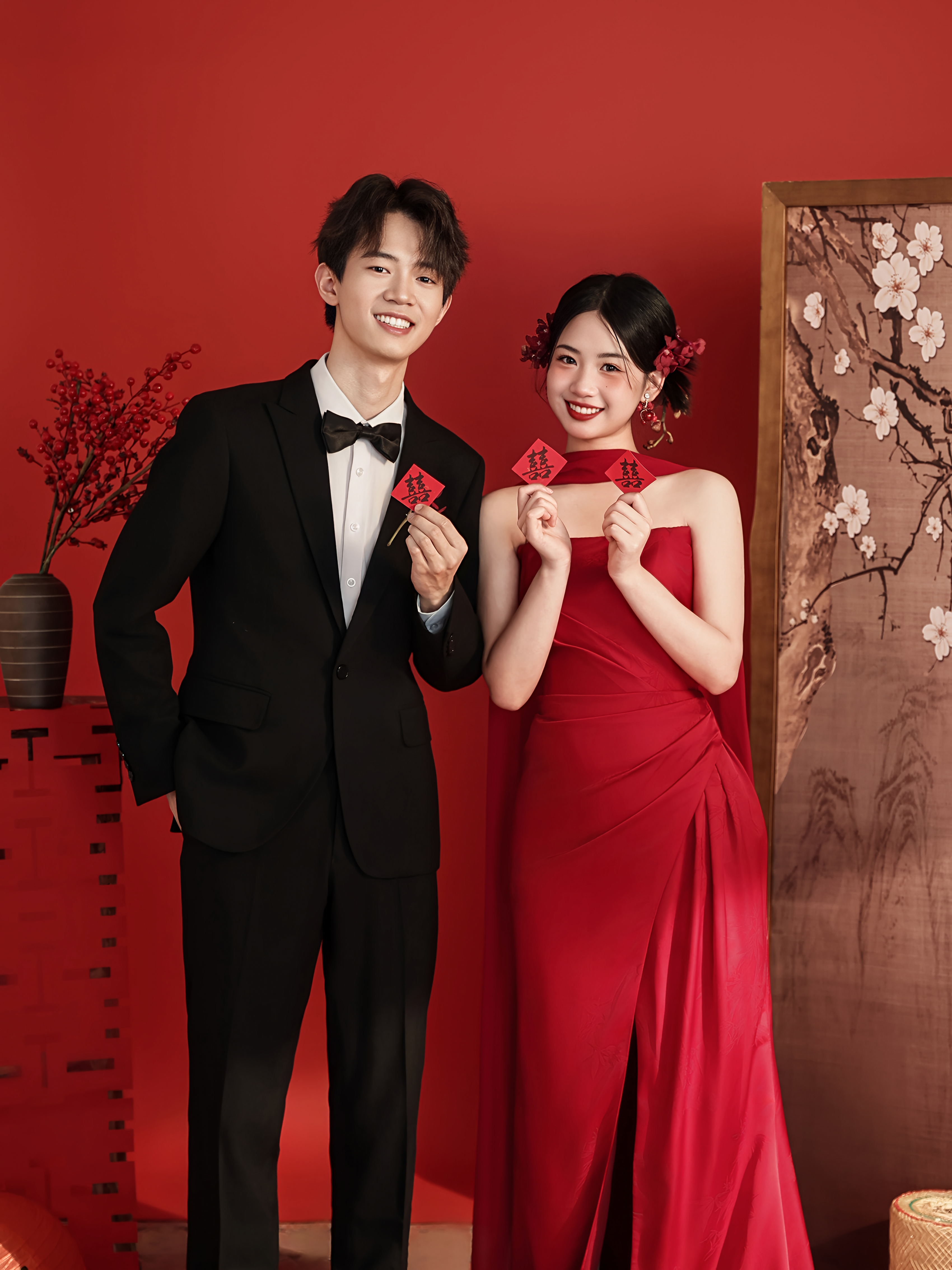 內景紅底婚紗照
